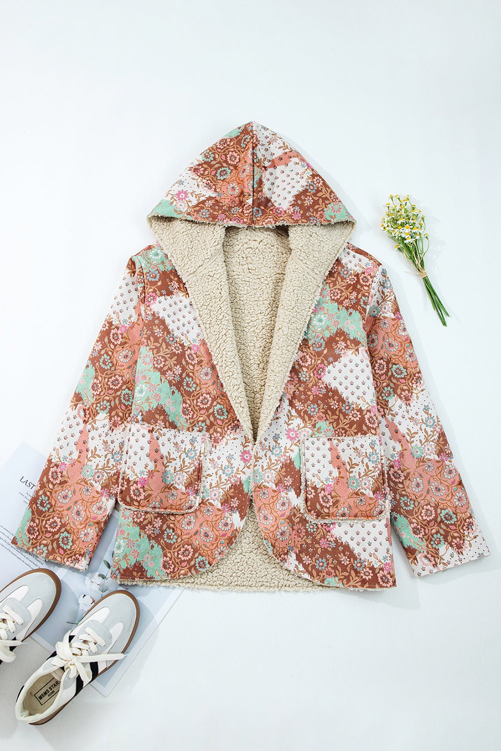 Floral Sherpa Lined Hooded Jacket - Rooted & Reckless Co.