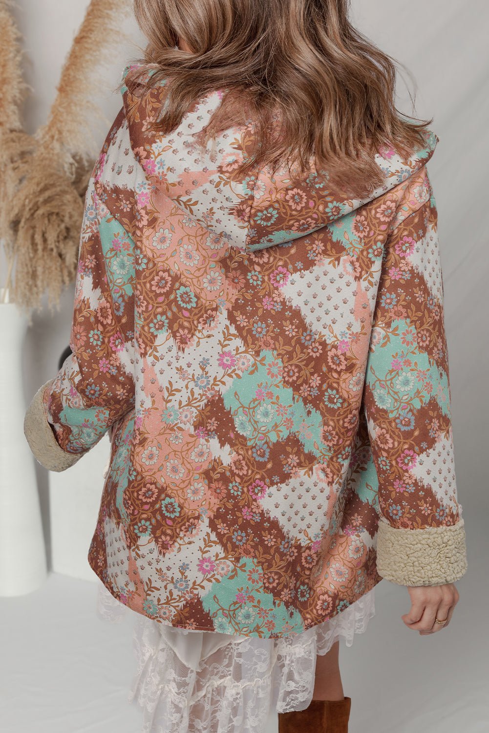 Floral Sherpa Lined Hooded Jacket - Rooted & Reckless Co.