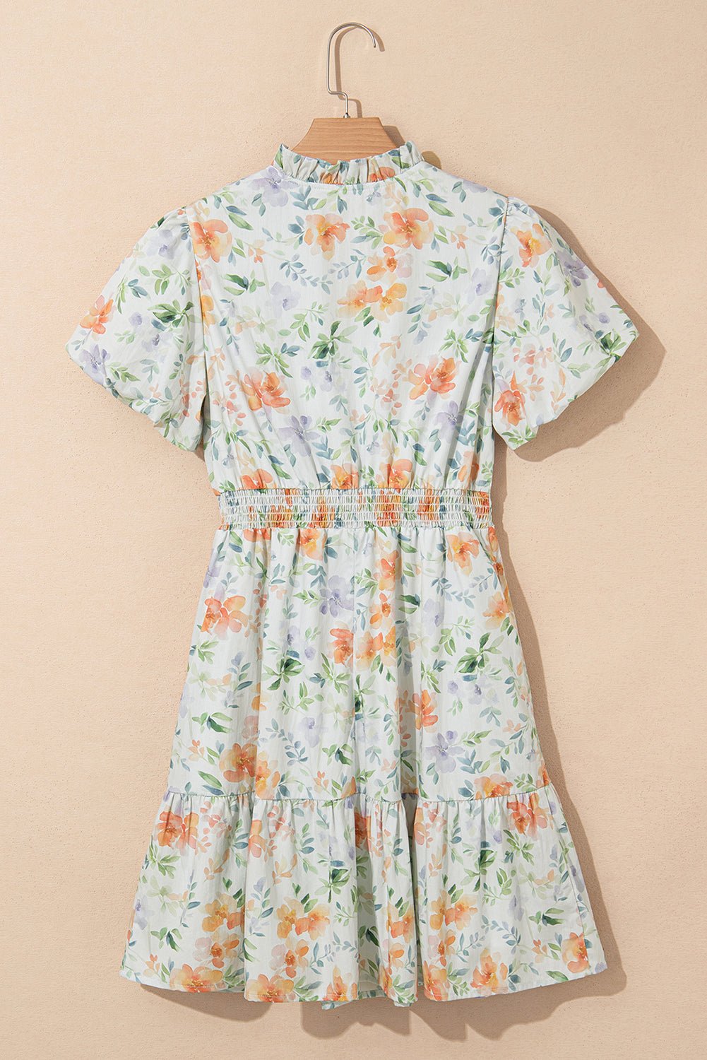 Floral Shirred High Waist Puff Sleeve Dress - Rooted & Reckless Co.