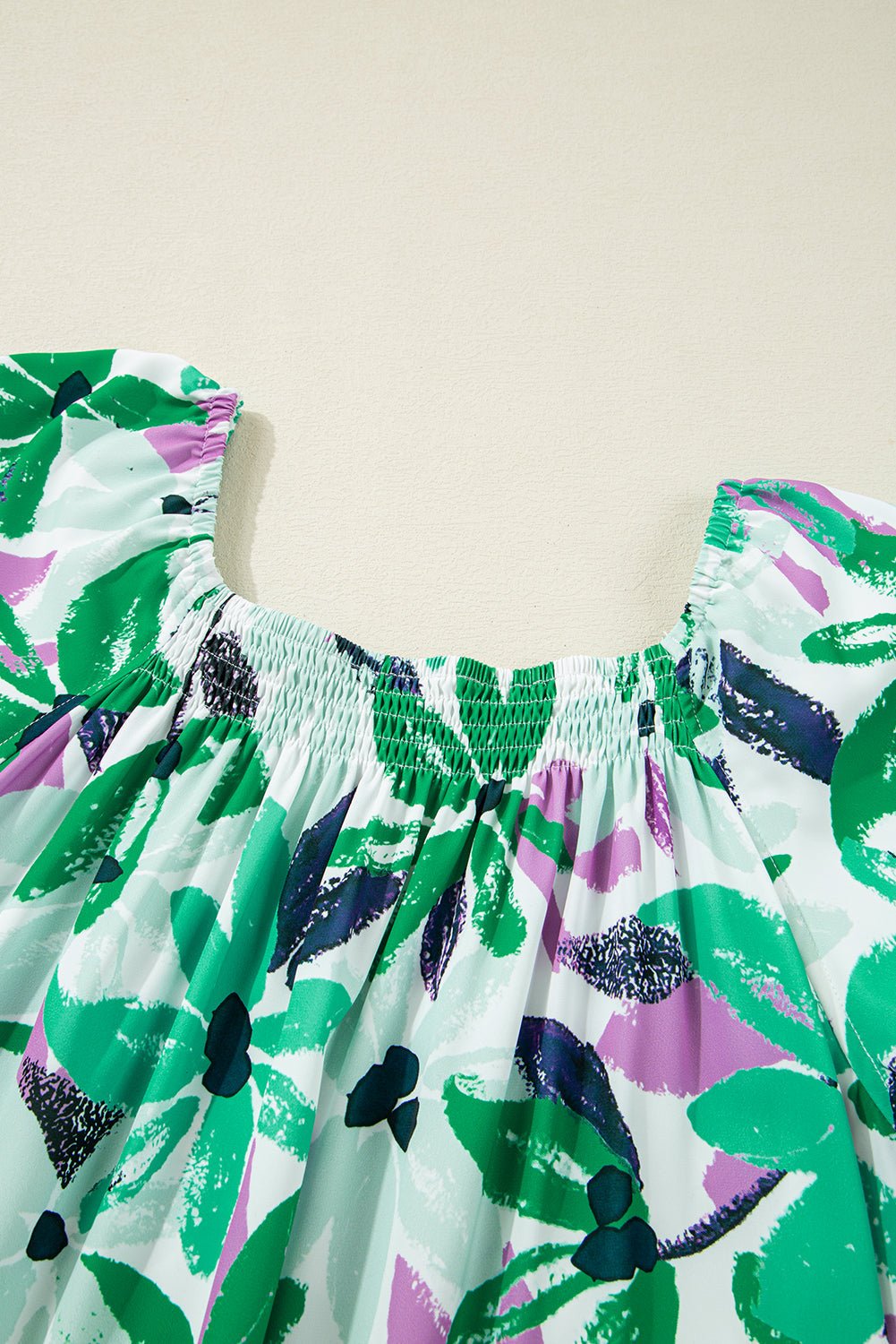 Floral Shirred Square Neck Mini Dress - Rooted & Reckless Co.