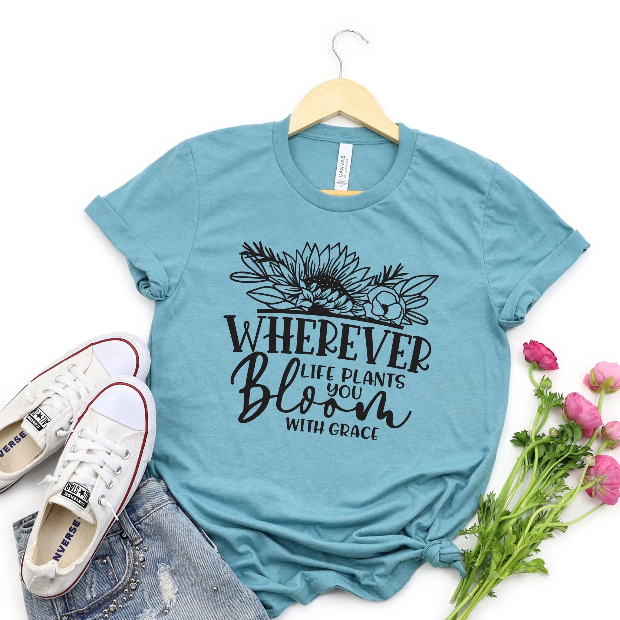Floral shirt, graphic tshirt women, gardening tshirt, motivational tshirt - Rooted & Reckless Co.