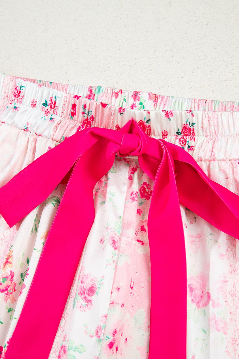 Floral Shirt Satin Tie and Shorts Pajama Set - Rooted & Reckless Co.