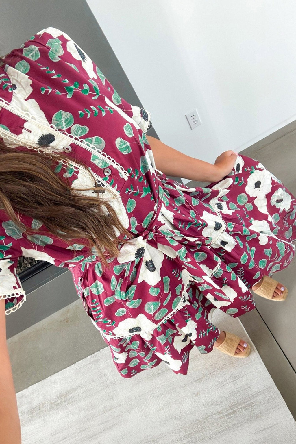 Floral Short Puff Sleeve Belted Mini Dress - Rooted & Reckless Co.
