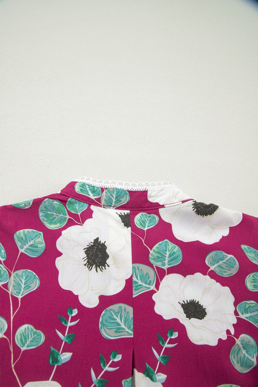 Floral Short Puff Sleeve Belted Mini Dress - Rooted & Reckless Co.