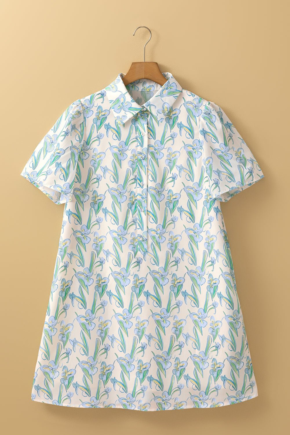 Floral Short Sleeve Buttoned Shirt Dress - Rooted & Reckless Co.