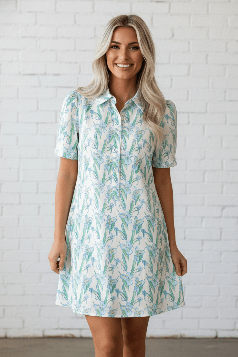 Floral Short Sleeve Buttoned Shirt Dress - Rooted & Reckless Co.