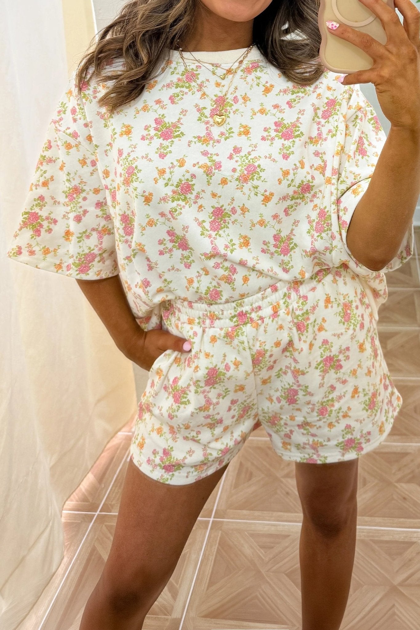 Floral Short Sleeve & Elastic Waist Short Sets - Rooted & Reckless Co.