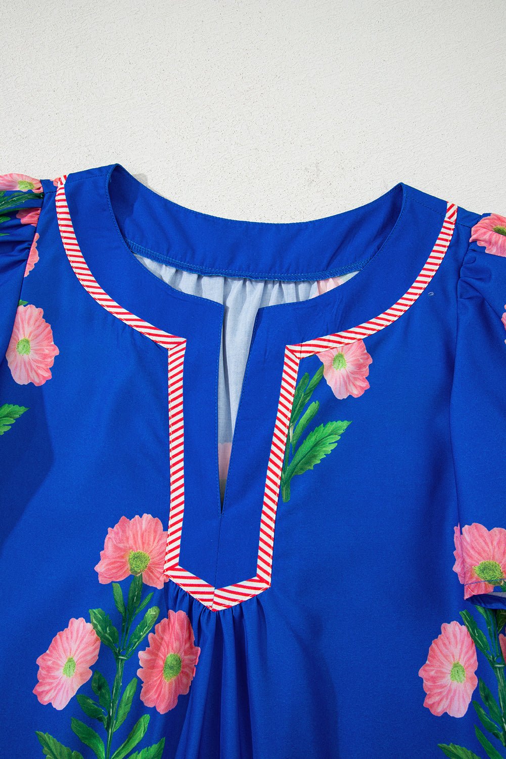 Floral Short Sleeve Split Neck Mini Dress - Rooted & Reckless Co.