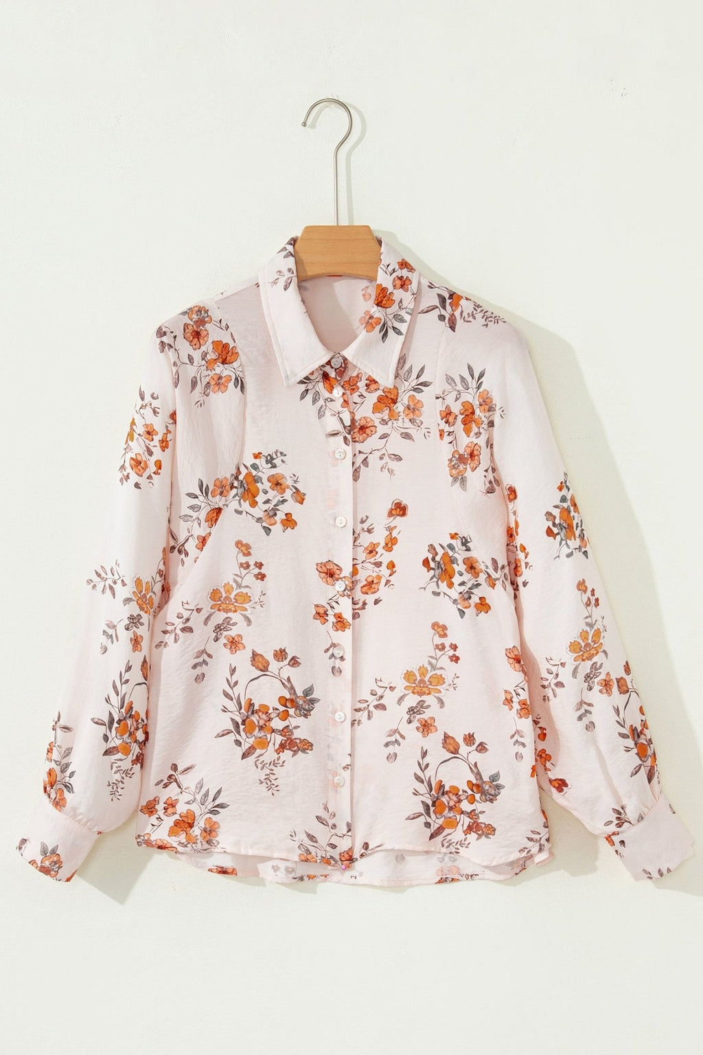Floral Silky Button-Up Long Sleeve Shirt - Rooted & Reckless Co.
