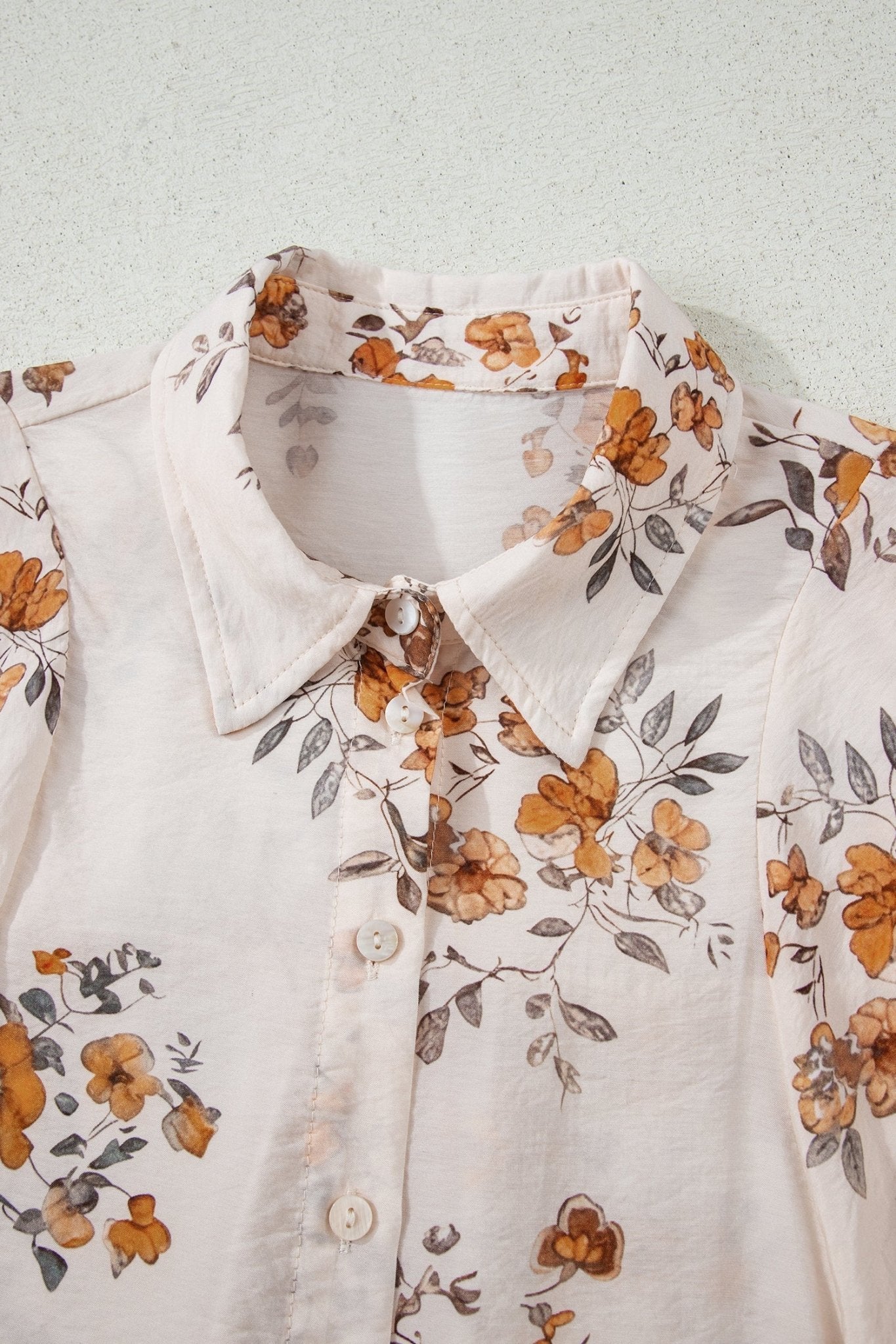 Floral Silky Button-Up Long Sleeve Shirt - Rooted & Reckless Co.