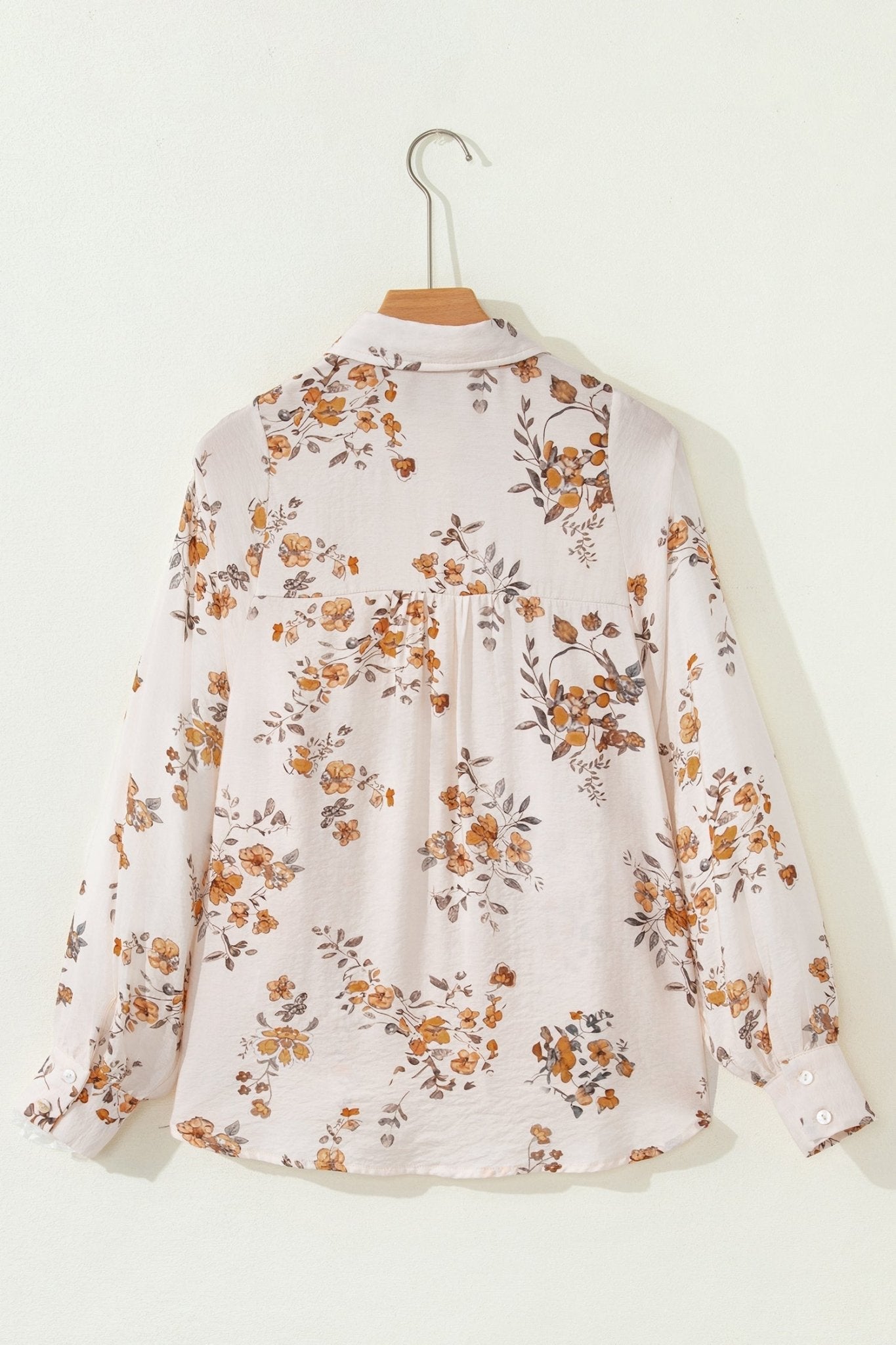 Floral Silky Button-Up Long Sleeve Shirt - Rooted & Reckless Co.