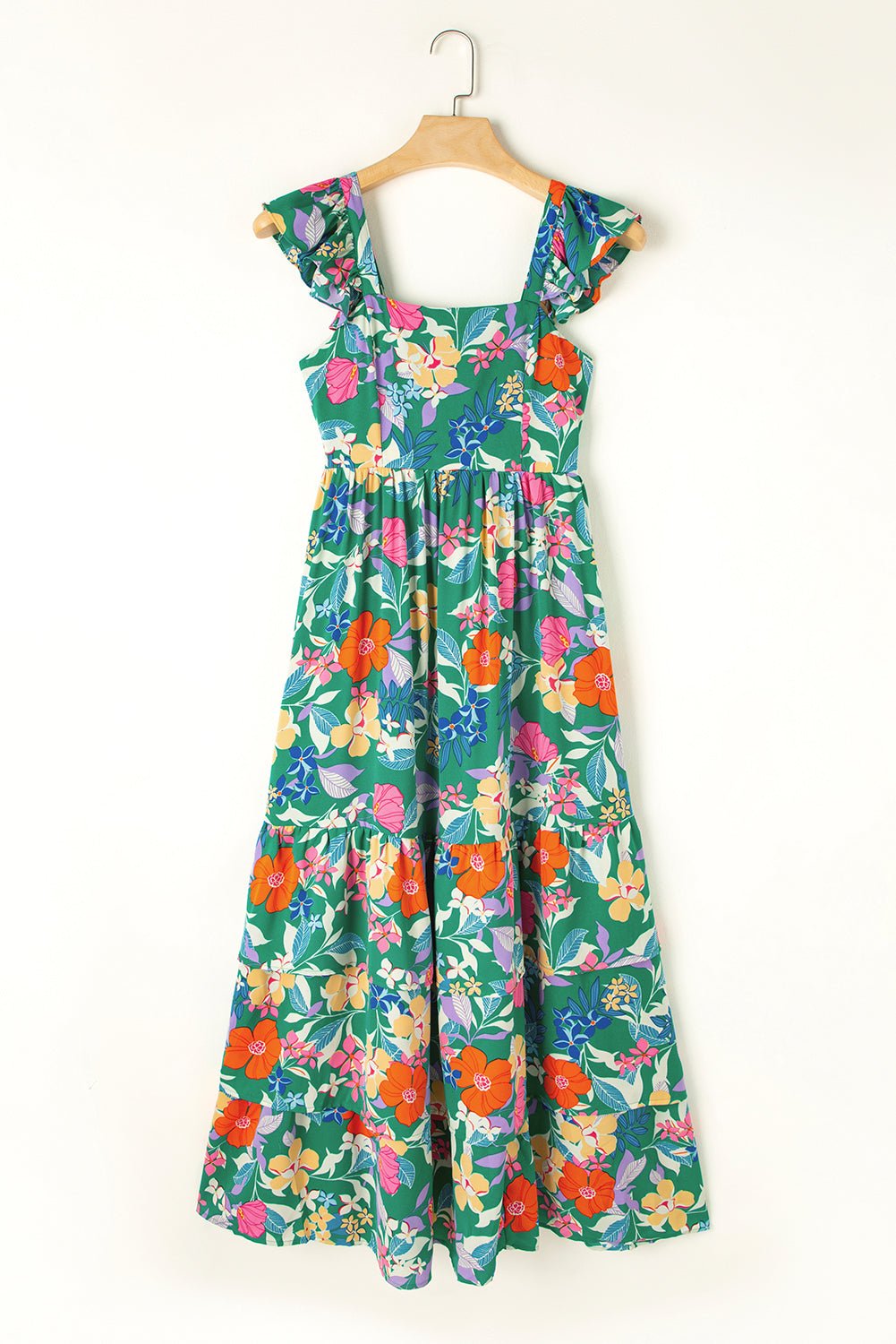 Floral Sleeveless Ruffle Tiered Maxi Dress - Rooted & Reckless Co.