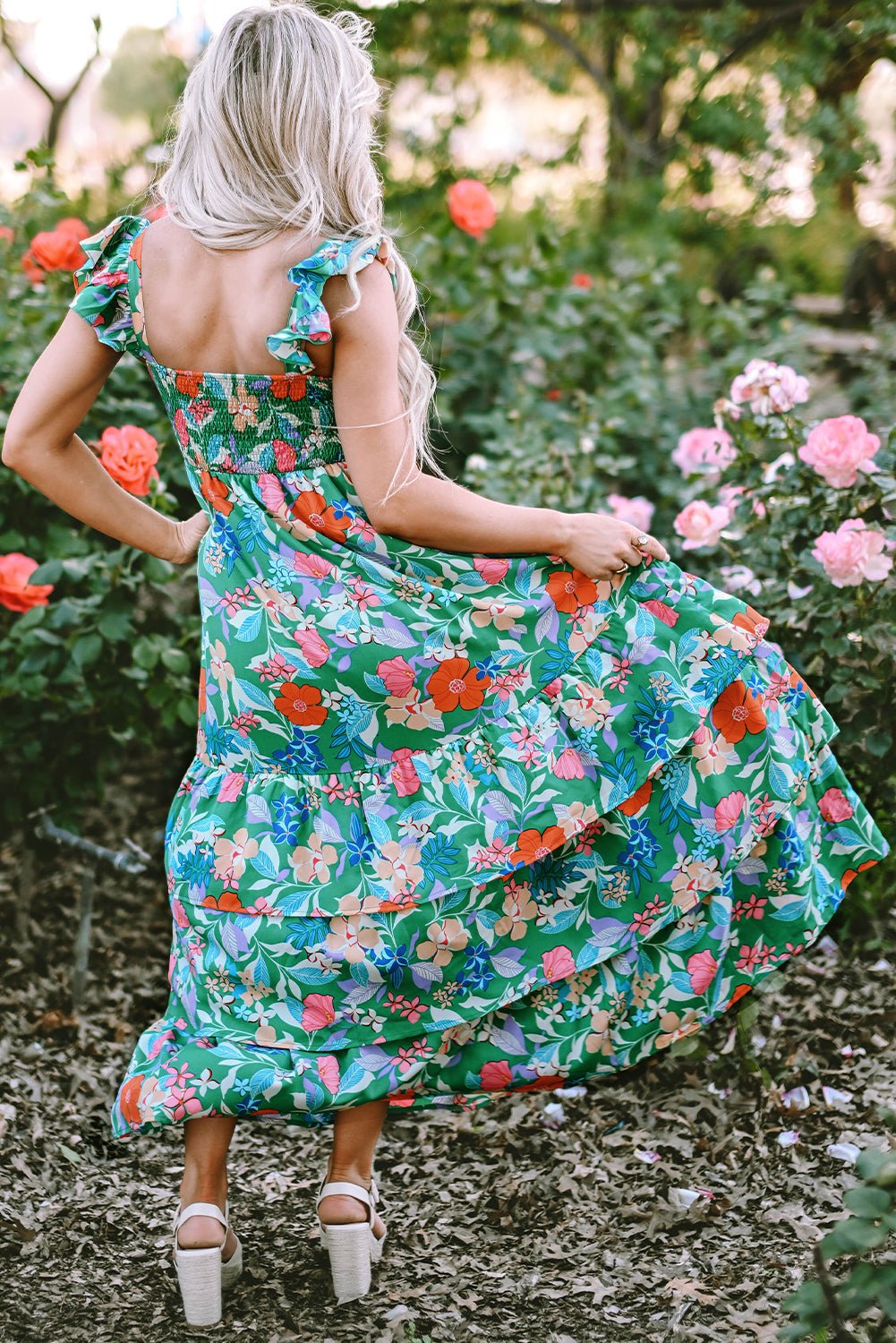 Floral Sleeveless Ruffle Tiered Maxi Dress - Rooted & Reckless Co.