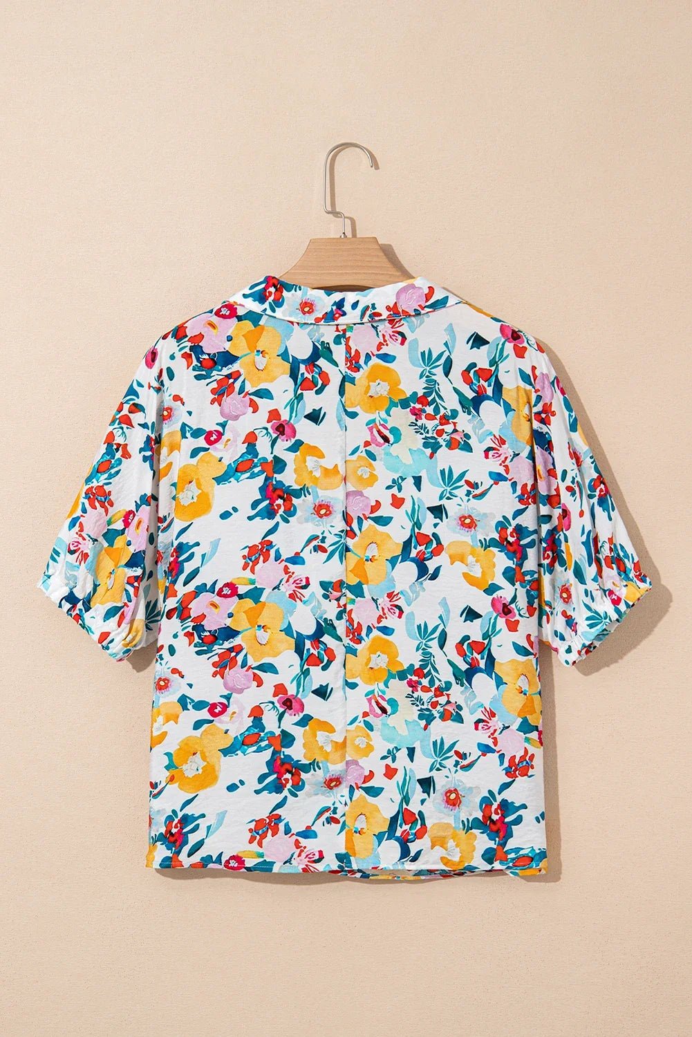 Floral Slit V-Neck Short Sleeve Blouse - Rooted & Reckless Co.