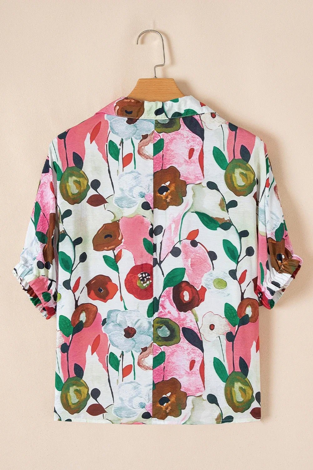 Floral Slit V-Neck Short Sleeve Blouse - Rooted & Reckless Co.