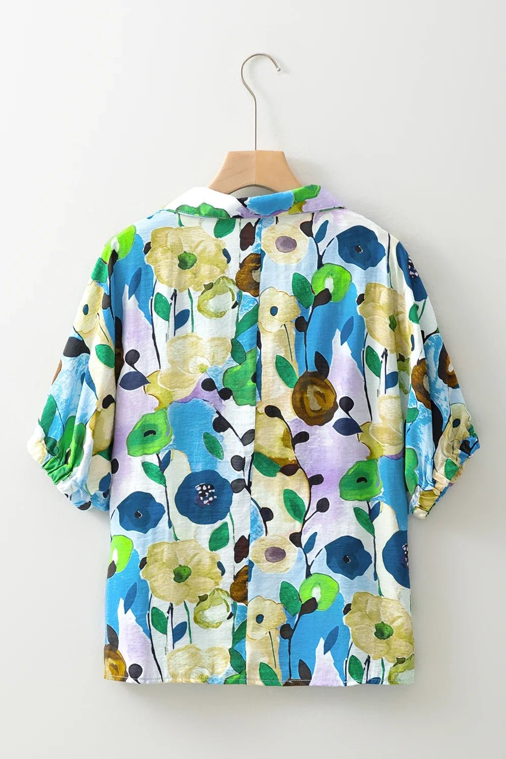 Floral Slit V-Neck Short Sleeve Blouse - Rooted & Reckless Co.
