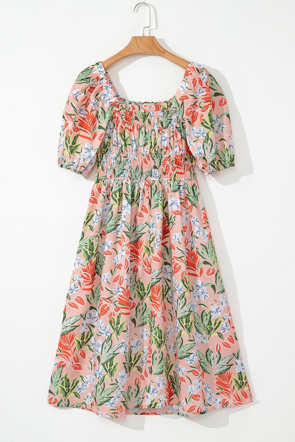 Floral Smocked Bust Bubble Sleeve Maxi Dress - Rooted & Reckless Co.
