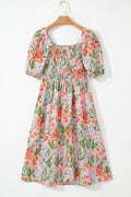 Floral Smocked Bust Bubble Sleeve Maxi Dress - Rooted & Reckless Co.