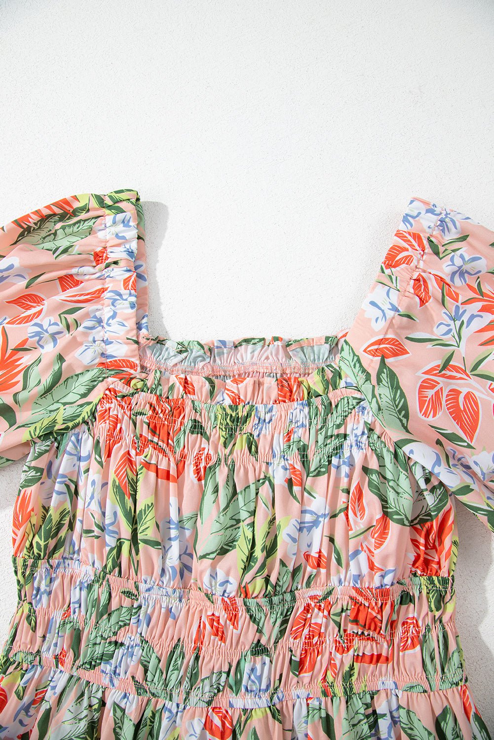 Floral Smocked Bust Bubble Sleeve Maxi Dress - Rooted & Reckless Co.