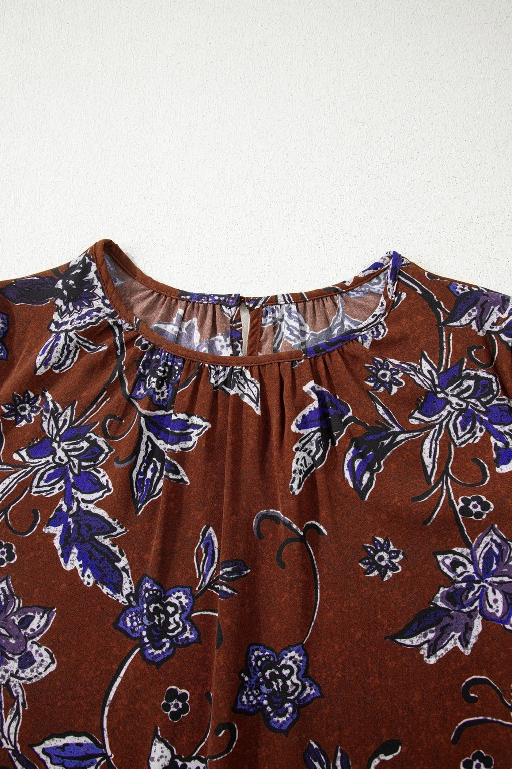 Floral Smocked Cuff Long Sleeve Blouse - Rooted & Reckless Co.