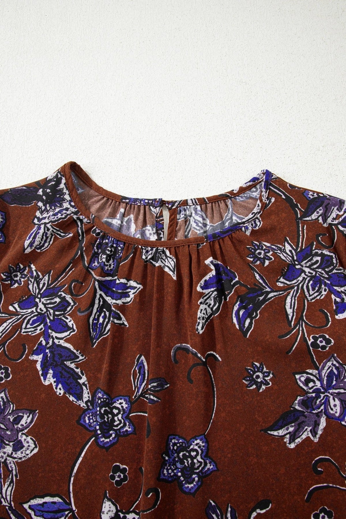 Floral Smocked Cuff Long Sleeve Blouse - Rooted & Reckless Co.