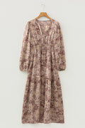 Floral Smocked High Waist Long Sleeve Dress - Rooted & Reckless Co.