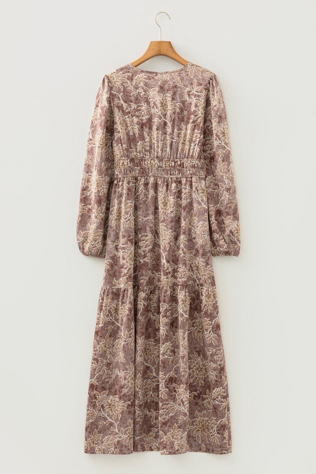 Floral Smocked High Waist Long Sleeve Dress - Rooted & Reckless Co.