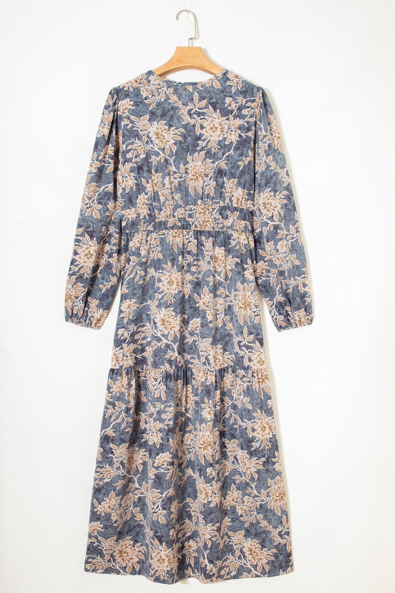 Floral Smocked High Waist Long Sleeve Dress - Rooted & Reckless Co.