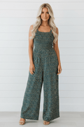 Floral Smocked High Waist Square Neck Jumpsuit - Rooted & Reckless Co.