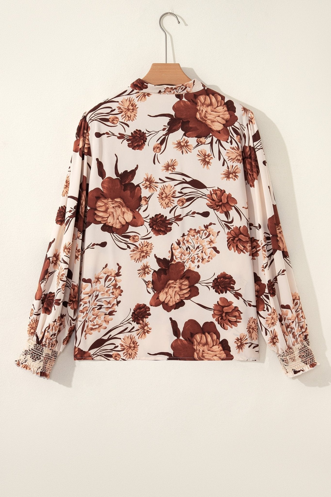 Floral Smocked Long Sleeve Buttoned Shirt - Rooted & Reckless Co.