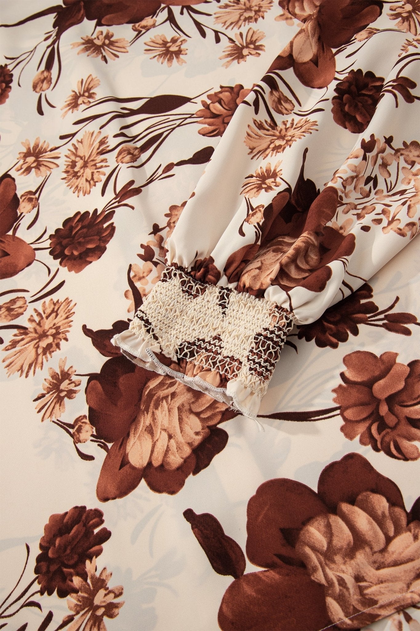 Floral Smocked Long Sleeve Buttoned Shirt - Rooted & Reckless Co.