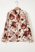 Floral Smocked Long Sleeve Buttoned Shirt - Rooted & Reckless Co.