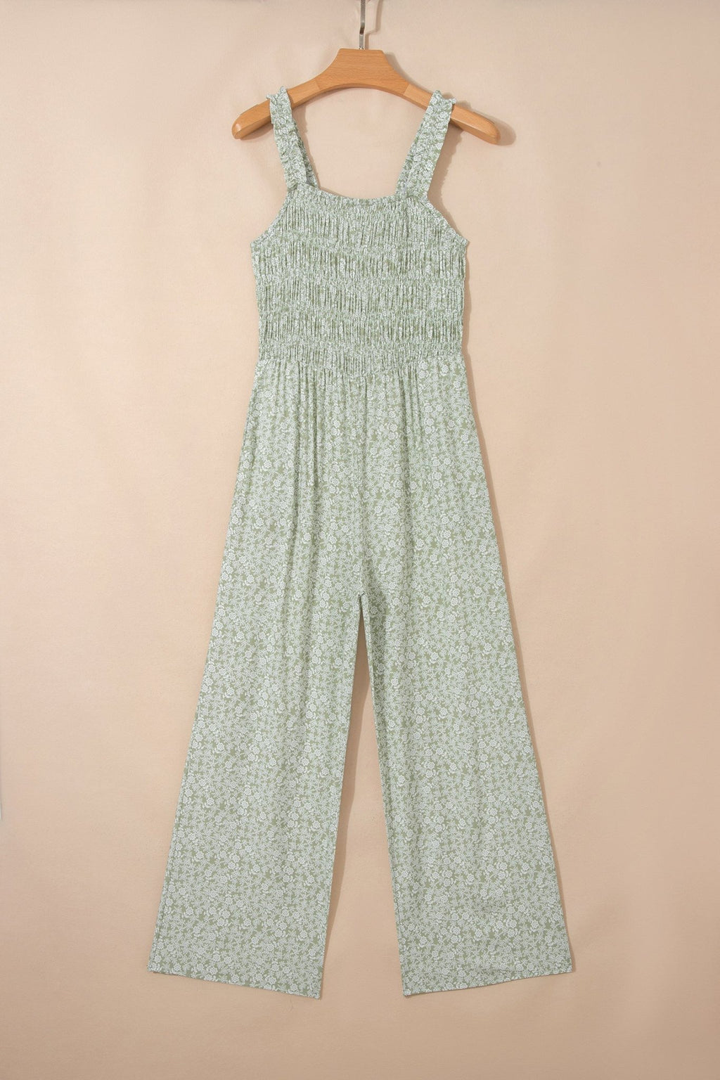 Floral Smocked Square Neck Sleeveless Jumpsuit - Rooted & Reckless Co.