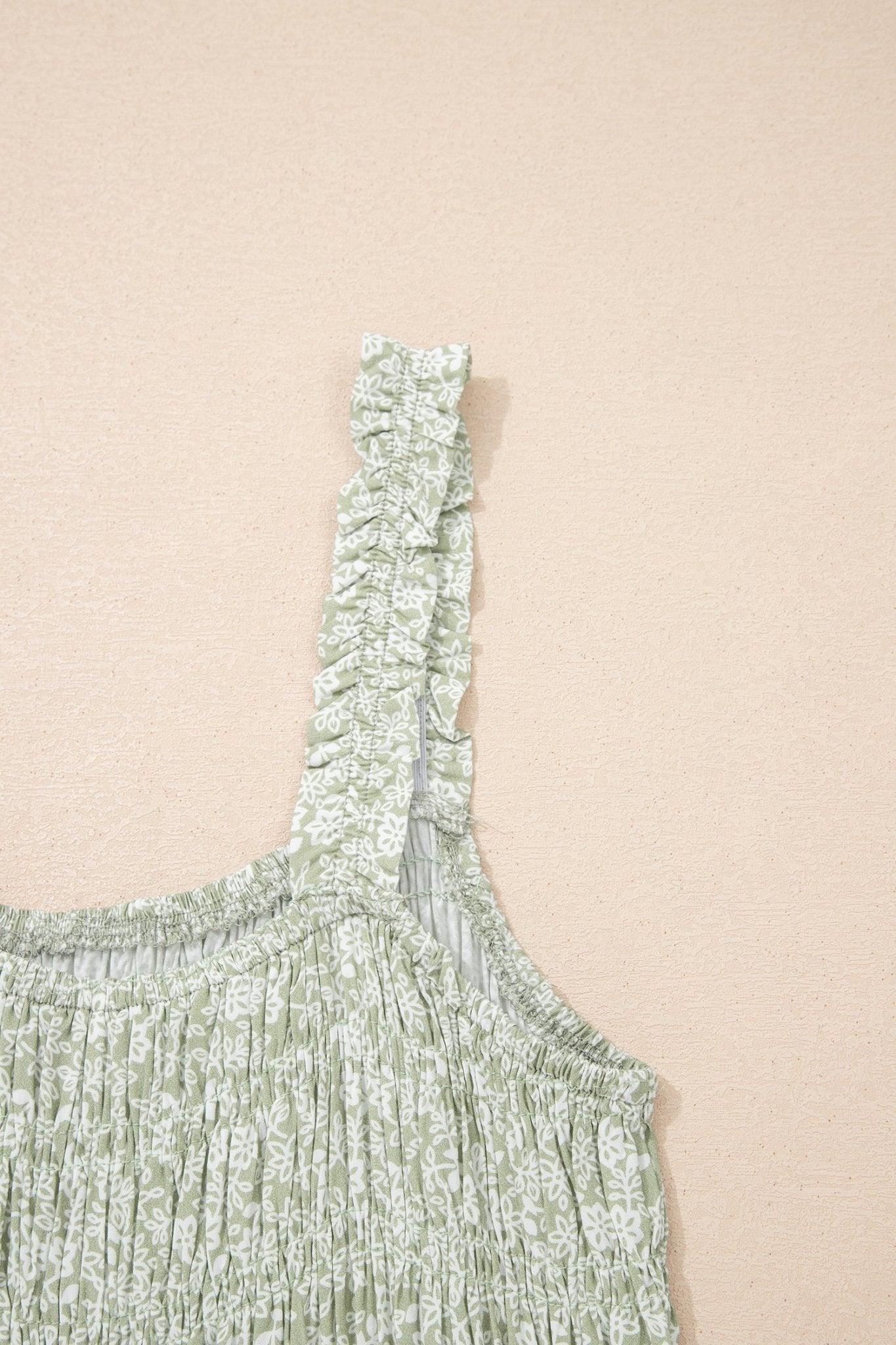 Floral Smocked Square Neck Sleeveless Jumpsuit - Rooted & Reckless Co.