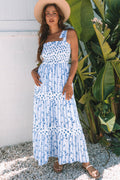 Floral Smocked Tied Strap Tiered Maxi Dress - Rooted & Reckless Co.