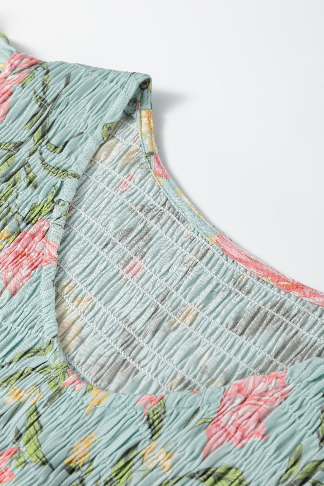 Floral Smocked V-Neck Ruffle Tiered Maxi Dress - Rooted & Reckless Co.