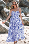 Floral Spaghetti Strap High-Waist Maxi Dress - Rooted & Reckless Co.