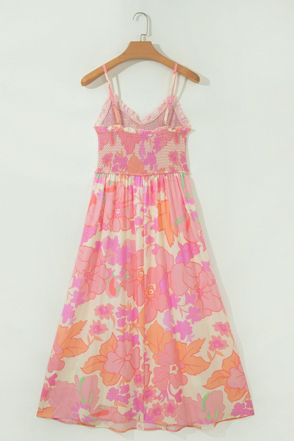 Floral Spaghetti Strap Shirred High Waist Dress - Rooted & Reckless Co.