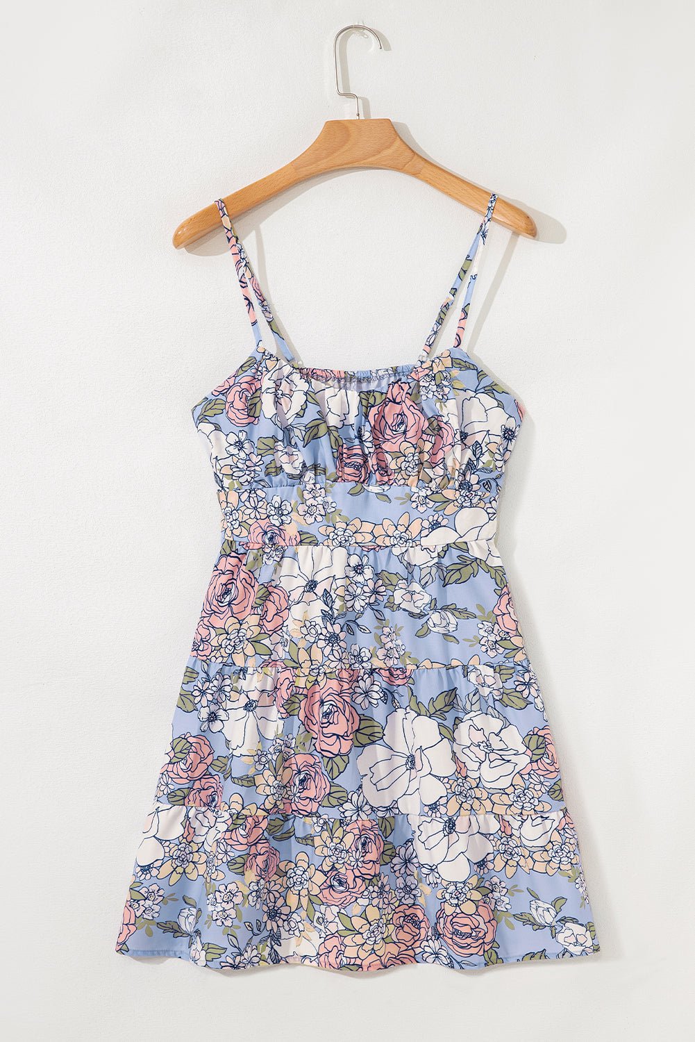 Floral Spaghetti Strap Tiered Mini Dress - Rooted & Reckless Co.