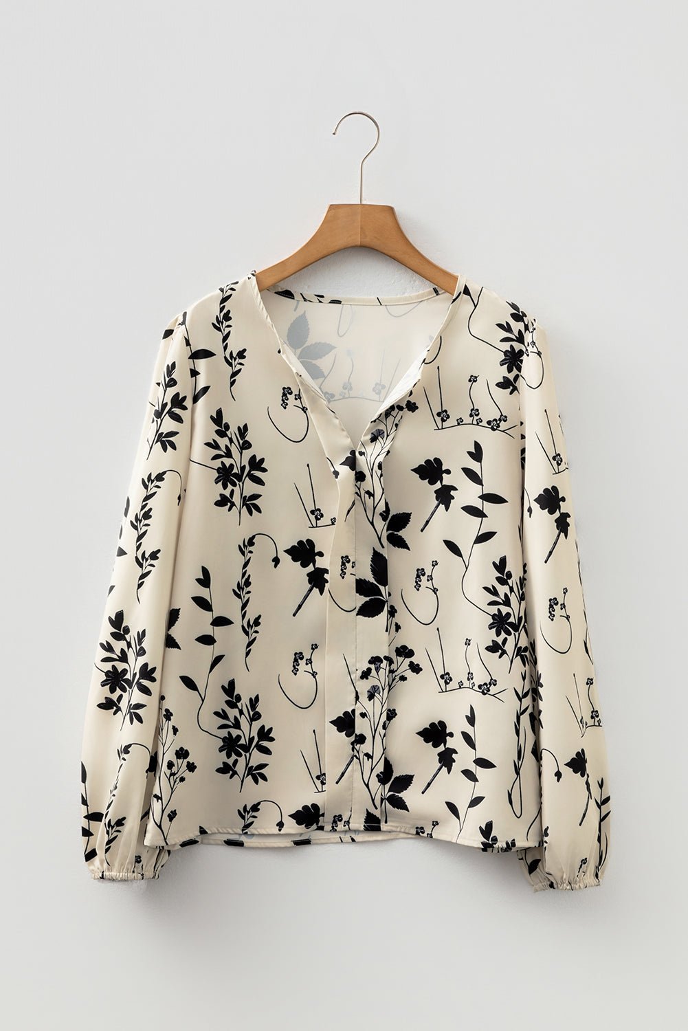 Floral Split Neck Long Sleeve Blouse - Rooted & Reckless Co.