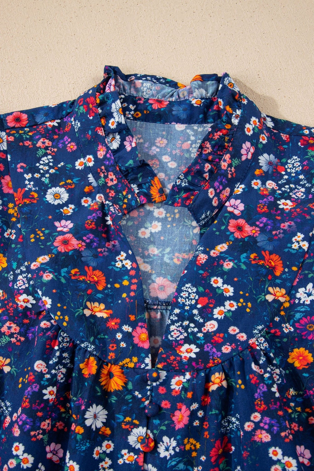 Floral Split Neck Puff Sleeve Mini Dress - Rooted & Reckless Co.