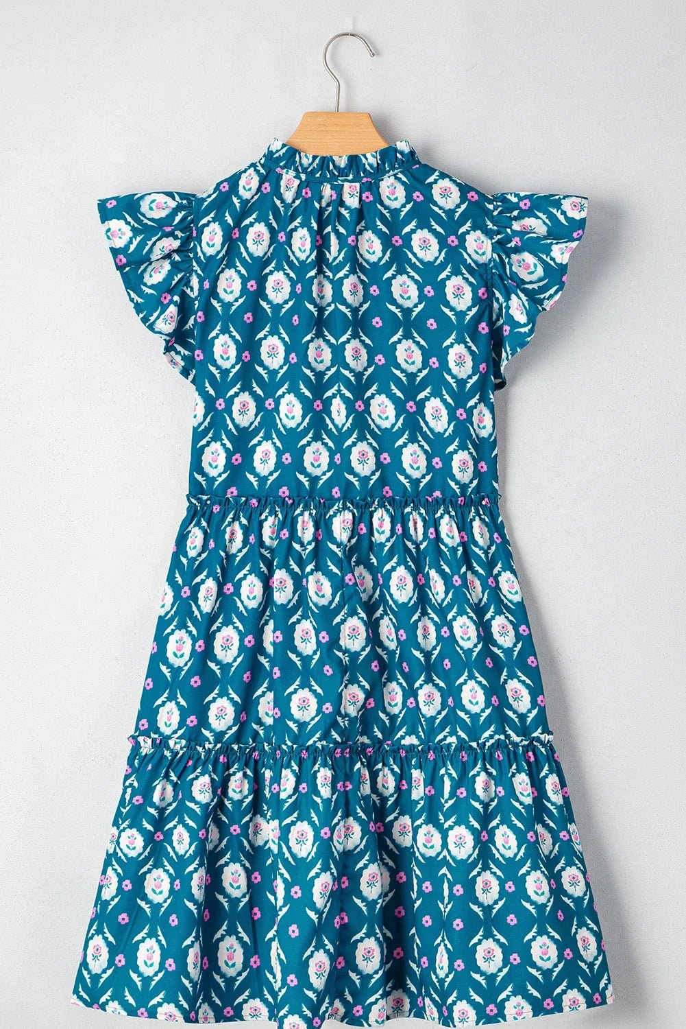 Floral Split Neck Ruffle Short Sleeve Dress - Rooted & Reckless Co.