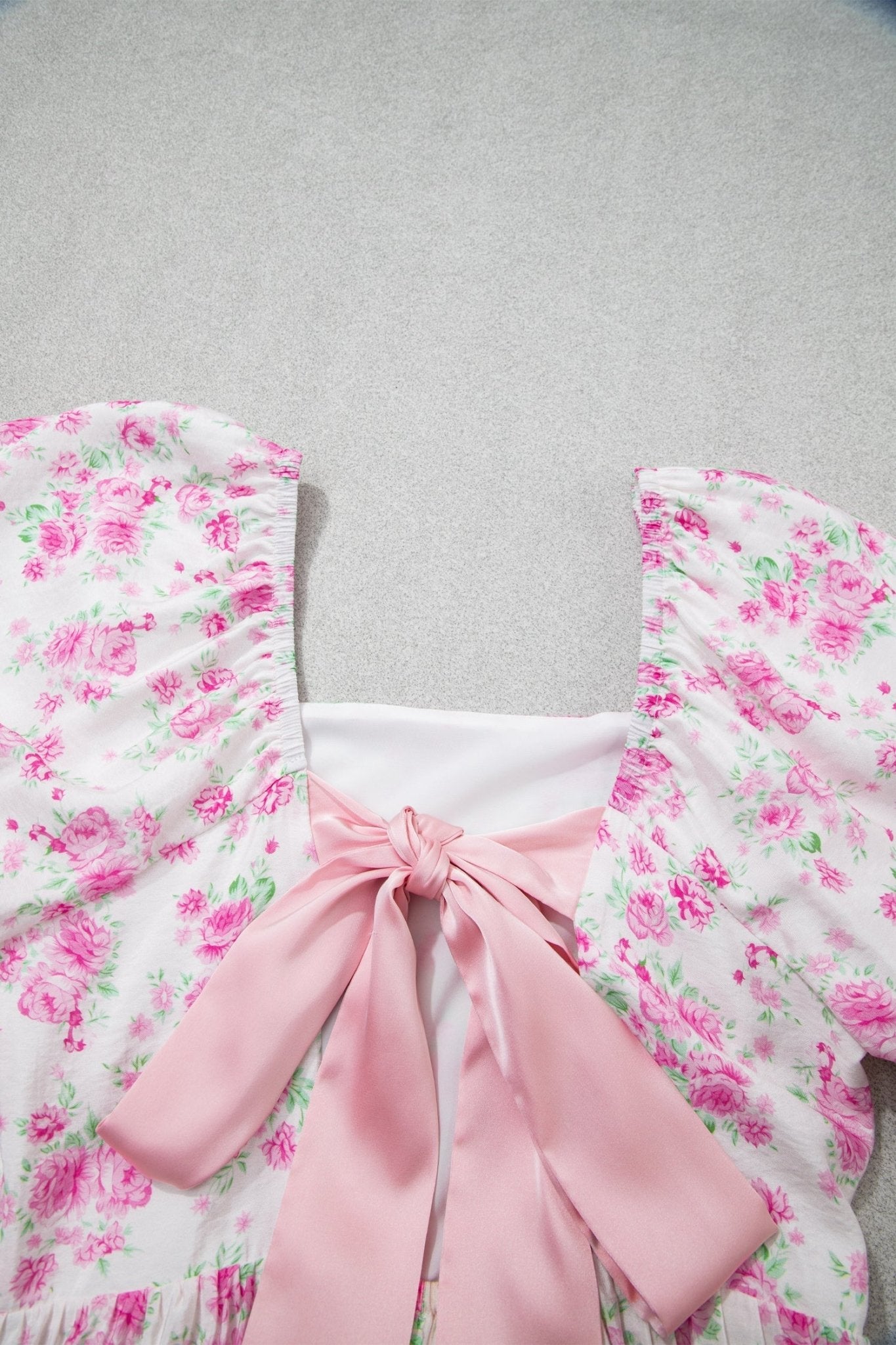 Floral Square Neck Bow Tie Back Mini Dress - Rooted & Reckless Co.