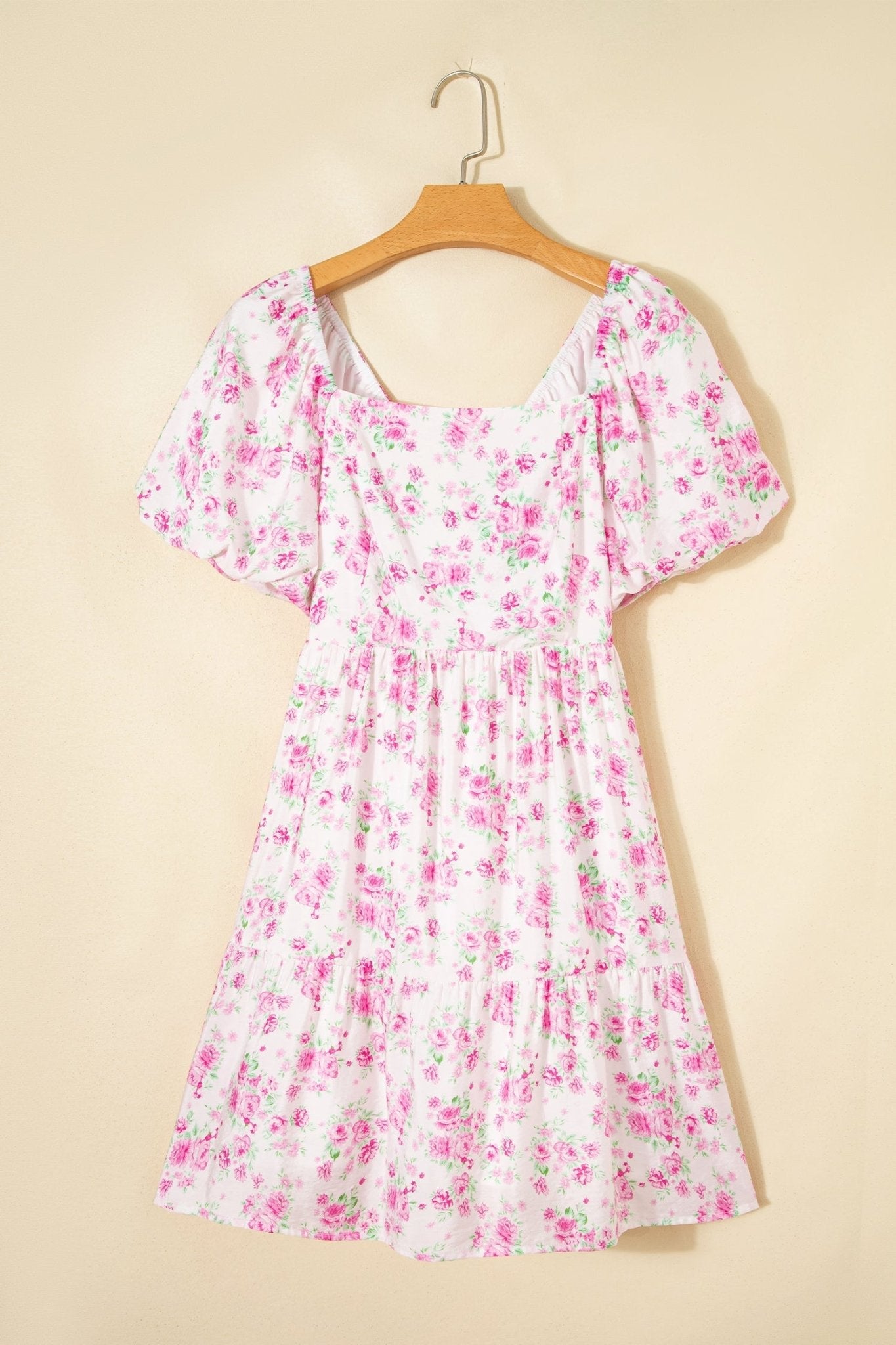 Floral Square Neck Bow Tie Back Mini Dress - Rooted & Reckless Co.