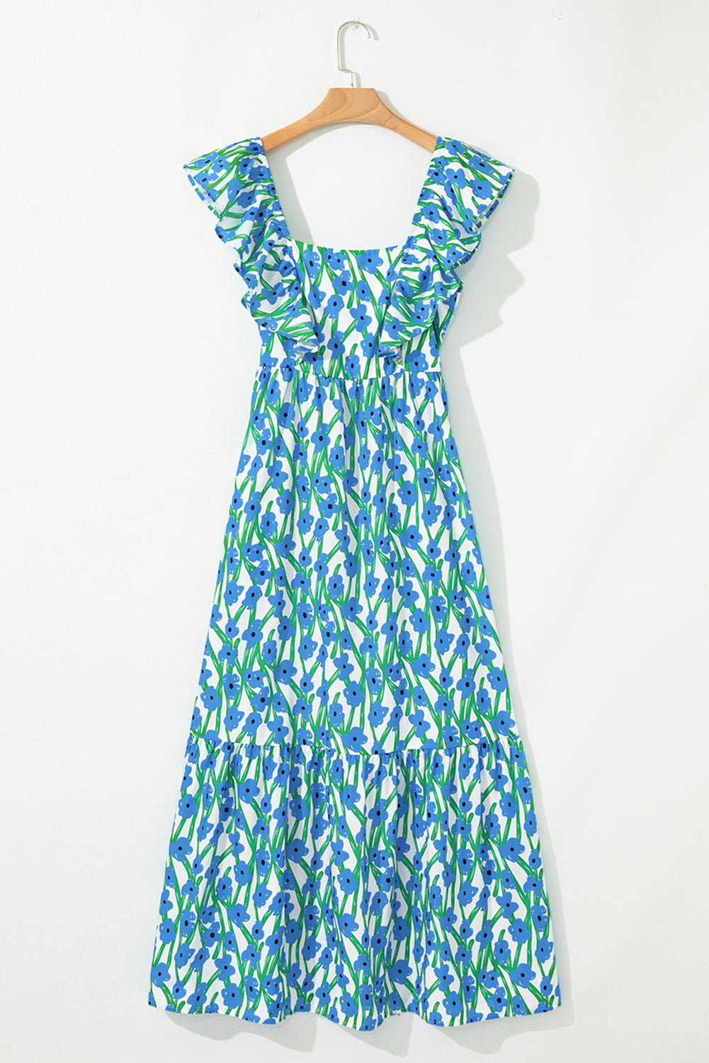 Floral Square Neck Ruffle Strap Maxi Dress - Rooted & Reckless Co.