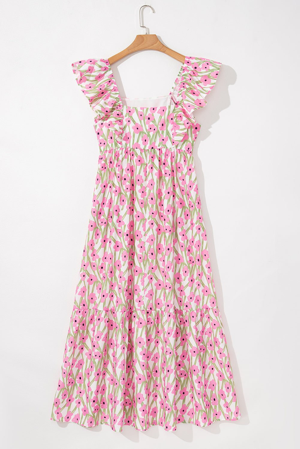 Floral Square Neck Ruffle Strap Maxi Dress - Rooted & Reckless Co.