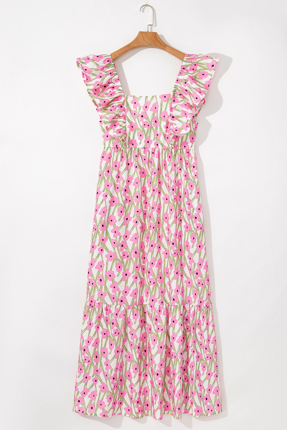 Floral Square Neck Ruffle Strap Maxi Dress - Rooted & Reckless Co.