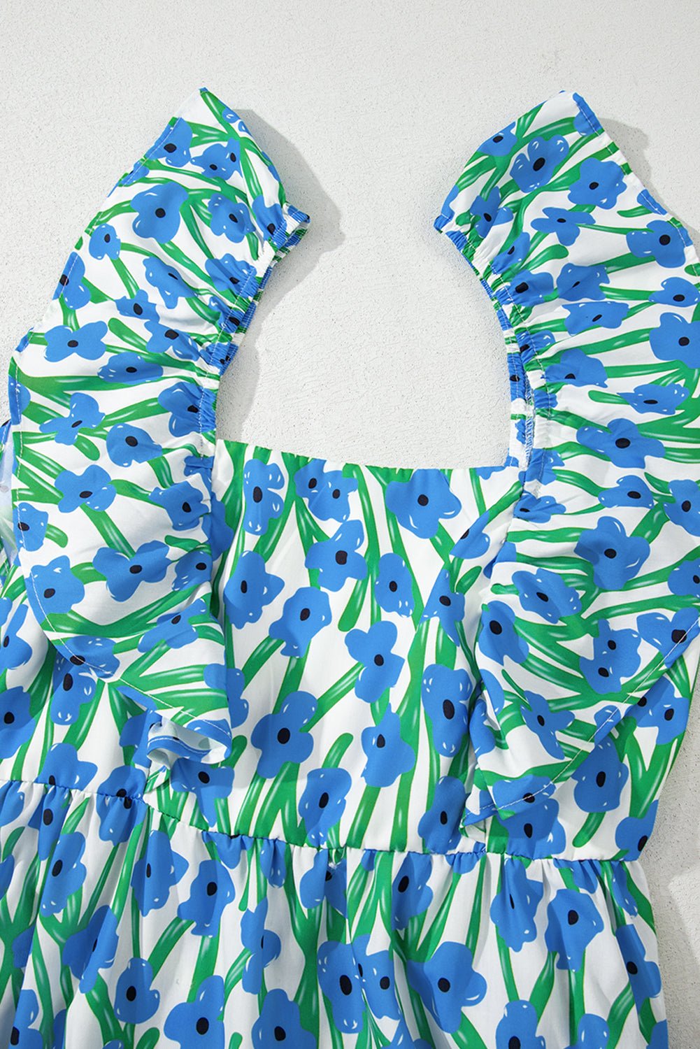 Floral Square Neck Ruffle Strap Maxi Dress - Rooted & Reckless Co.