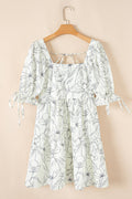 Floral Square Neck Shirred Back Mini Dress - Rooted & Reckless Co.