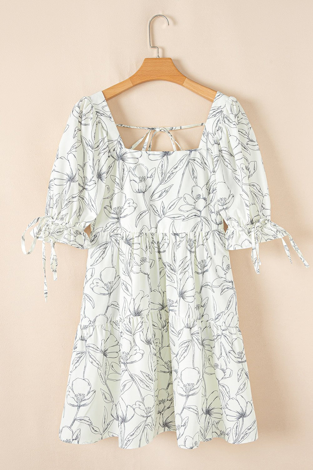 Floral Square Neck Shirred Back Mini Dress - Rooted & Reckless Co.